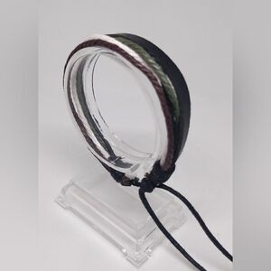 ‎Men's bracelet leather layered d98
